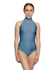 Solid Lycra Halter Leotard with Keyhole Back