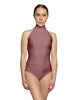 Solid Lycra Halter Leotard with Keyhole Back
