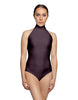Solid Lycra Halter Leotard with Keyhole Back