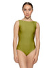 Solid Lycra Boatneck Tank Leotard with High Back