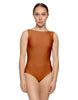 Solid Lycra Boatneck Tank Leotard with High Back