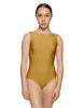 Solid Lycra Boatneck Tank Leotard with High Back