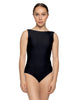 Solid Lycra Boatneck Tank Leotard with High Back