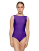 Solid Lycra Boatneck Tank Leotard with High Back