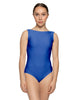 Solid Lycra Boatneck Tank Leotard with High Back