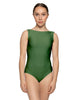 Solid Lycra Boatneck Tank Leotard with High Back