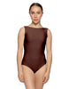 Solid Lycra Boatneck Tank Leotard with High Back