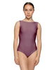 Solid Lycra Boatneck Tank Leotard with High Back