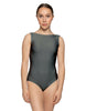 Solid Lycra Boatneck Tank Leotard with High Back