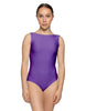 Solid Lycra Boatneck Tank Leotard with High Back