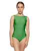 Solid Lycra Boatneck Tank Leotard with High Back