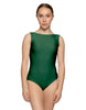 Solid Lycra Boatneck Tank Leotard with High Back