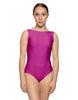 Solid Lycra Boatneck Tank Leotard with High Back