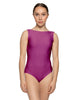 Solid Lycra Boatneck Tank Leotard with High Back