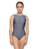Solid Lycra Boatneck Tank Leotard with High Back
