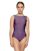 Solid Lycra Boatneck Tank Leotard with High Back