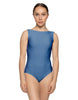 Solid Lycra Boatneck Tank Leotard with High Back