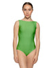 Solid Lycra Boatneck Tank Leotard with High Back