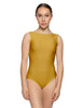 Solid Lycra Boatneck Tank Leotard with High Back