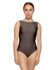 Solid Lycra Boatneck Tank Leotard with High Back