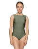 Solid Lycra Boatneck Tank Leotard with High Back