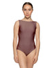 Solid Lycra Boatneck Tank Leotard with High Back