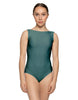 Solid Lycra Boatneck Tank Leotard with High Back