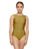 Solid Lycra Boatneck Tank Leotard with High Back