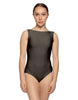 Solid Lycra Boatneck Tank Leotard with High Back