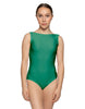 Solid Lycra Boatneck Tank Leotard with High Back