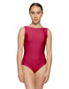 Solid Lycra Boatneck Tank Leotard with High Back