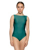 Solid Lycra Boatneck Tank Leotard with High Back