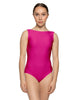 Solid Lycra Boatneck Tank Leotard with High Back
