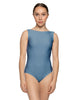 Solid Lycra Boatneck Tank Leotard with High Back