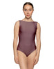 Solid Lycra Boatneck Tank Leotard with High Back