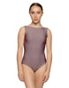 Solid Lycra Boatneck Tank Leotard with High Back