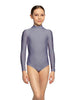 Solid Lycra LS Tneck Zipper Back Leotard