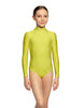 Solid Lycra LS Tneck Zipper Back Leotard