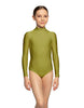 Solid Lycra LS Tneck Zipper Back Leotard