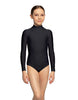Solid Lycra LS Tneck Zipper Back Leotard