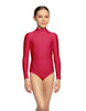 Solid Lycra LS Tneck Zipper Back Leotard