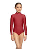 Solid Lycra LS Tneck Zipper Back Leotard