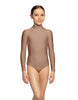 Solid Lycra LS Tneck Zipper Back Leotard