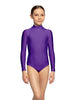 Solid Lycra LS Tneck Zipper Back Leotard