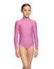 Solid Lycra LS Tneck Zipper Back Leotard