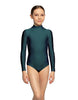 Solid Lycra LS Tneck Zipper Back Leotard