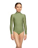 Solid Lycra LS Tneck Zipper Back Leotard