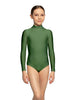 Solid Lycra LS Tneck Zipper Back Leotard