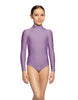 Solid Lycra LS Tneck Zipper Back Leotard