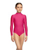 Solid Lycra LS Tneck Zipper Back Leotard